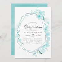 Blue Cherry Blossom Geometric Spring Quinceañera