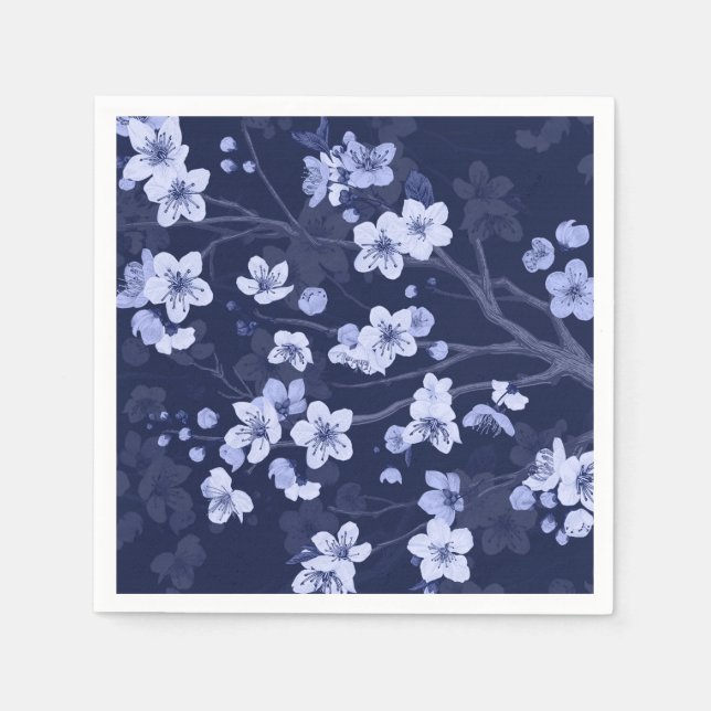 Blue Cherry Blossom Serviette (Vorderseite)