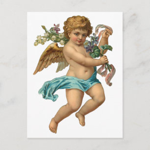 "Blue Cherub" Vintag Postkarte