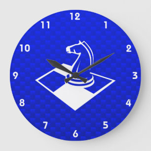 Blue Chess Große Wanduhr