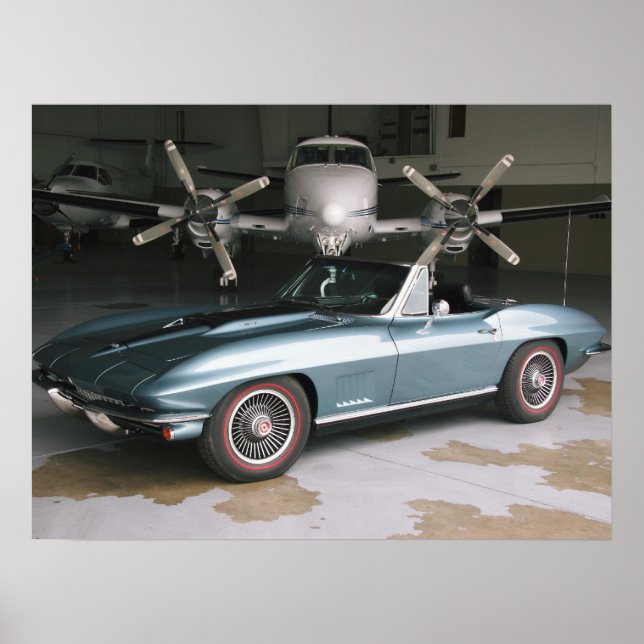 Blue Chevrolet Corvette Poster (Vorne)