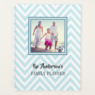 Blue Chevrons Muster mit Foto und Familienname Planer