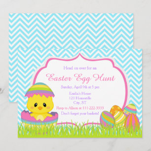 Blue Chevrons Osterfest Easter Easter Eizelljagd Einladung