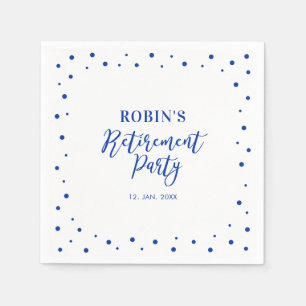 Blue Chic Confetti Modern Retirement Party Napkins Serviette