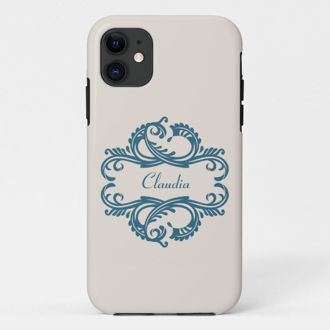 Blue Chic Damask BT iPhone 5 Fall Case-Mate iPhone Hülle (Rückseite)