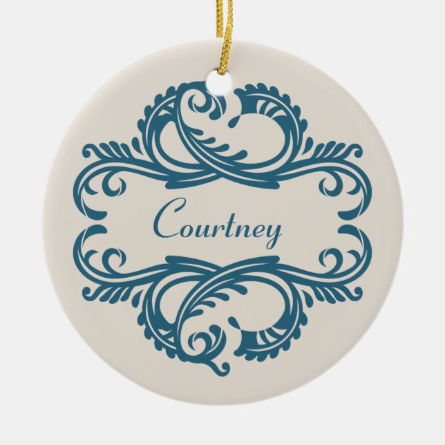 Blue Chic Damask Ornament (Vorne)
