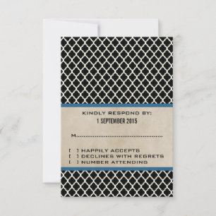 Blue Chic Quatrefolie Response Card RSVP Karte