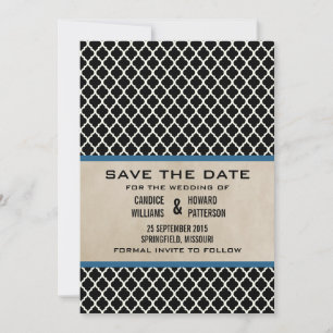 Blue Chic Quatrefolie Save the Date einladen