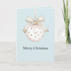 Blue Chic White Dots Bow Ornament Weihnachten Karte