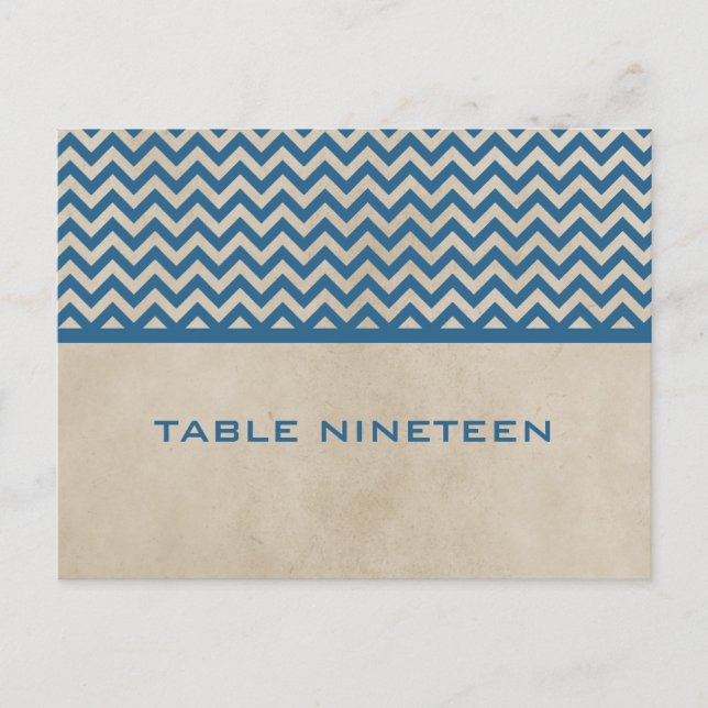 Blue Chic Zickzack Tischnummer Postkarte (Vorderseite)