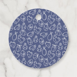 Blue Chicken Pattern Easter Gift Tag Personalized Geschenkanhänger