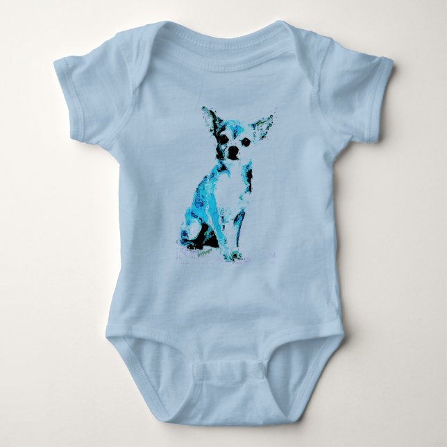 Blue Chihuahua Niedlich Baby Bodysuit Baby Strampler (Vorderseite)