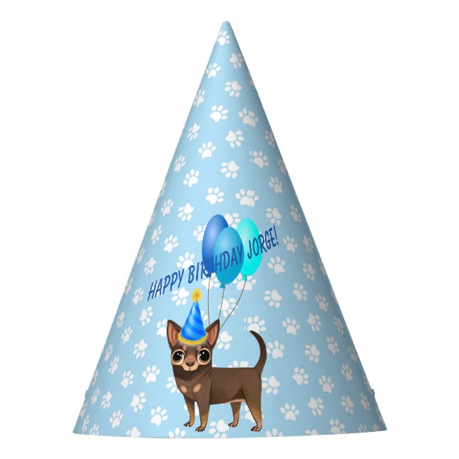 Blue Chihuahua Party Hat Partyhütchen (Vorderseite)