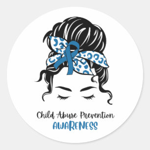 Blue Child Missuse Prevention Awareness Blue Messy Runder Aufkleber