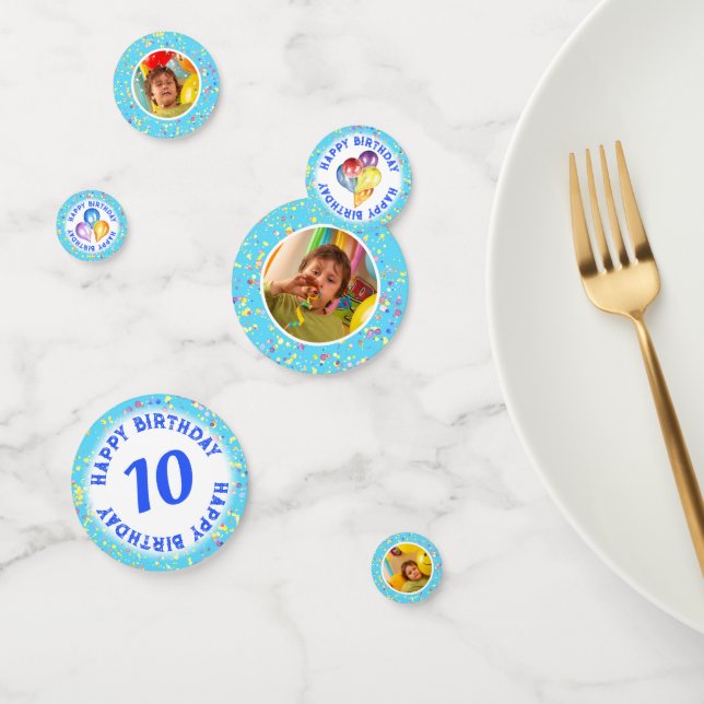 Blue Child's Birthday Personalisiert Foto Confetti Konfetti (Gruppe)