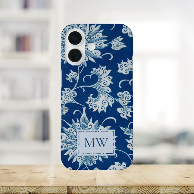 Blue Chinese Floral Custom Monogram Case-Mate iPhone Hülle (Von Creator hochgeladen)