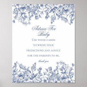Blue Chinoiserie Advice for Baby Showgame Poster