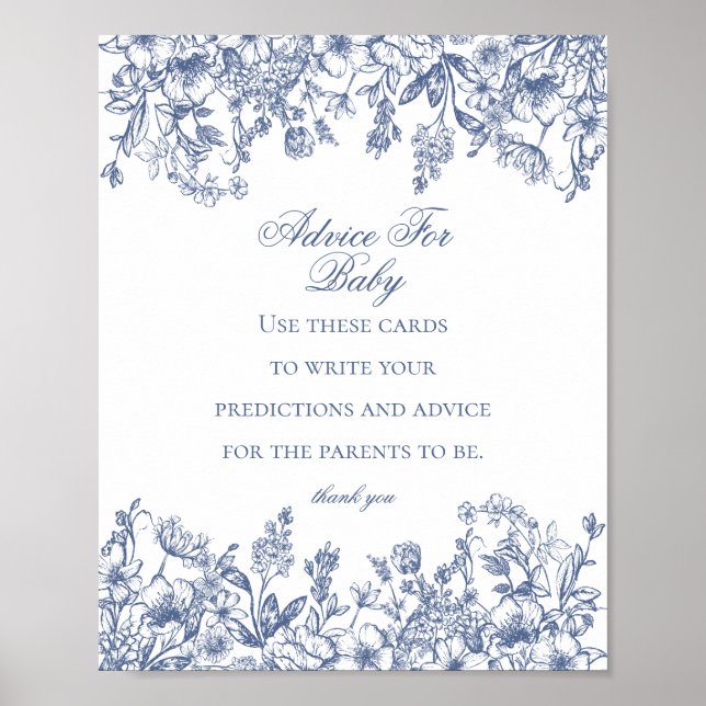 Blue Chinoiserie Advice for Baby Showgame Poster (Vorne)