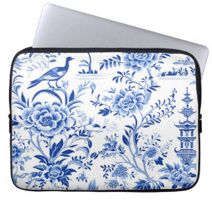 Blue Chinoiserie Asian French Toile Laptopschutzhülle