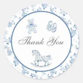Blue Chinoiserie Baby Shower Dankeschön Sticker