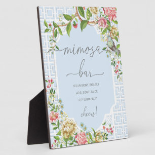 Blue Chinoiserie Baby Shower Mimosa Bar Sign Fotoplatte