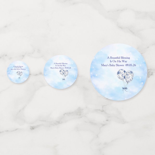 Blue Chinoiserie Baby Shower Table Confetti Konfetti (Vorderseiten)