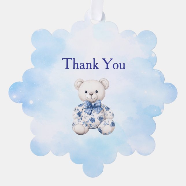 Blue Chinoiserie Baby Shower Thank You Card Ornament Karte (Vorderseite)