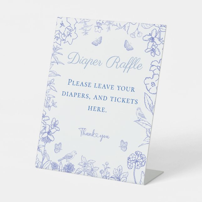 Blue Chinoiserie Babydusche Windelwanne Sockelschild (Vorderseite)