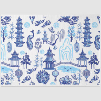 Blue Chinoiserie Blue Flow Decoupage Seidenpapier