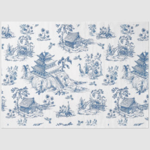 Blue Chinoiserie Blue Flow Decoupage Seidenpapier