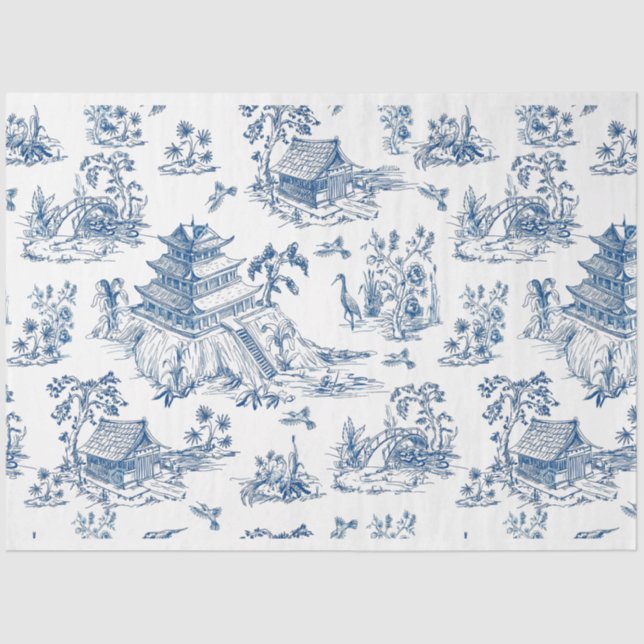 Blue Chinoiserie Blue Flow Decoupage Seidenpapier (Vorderseite)