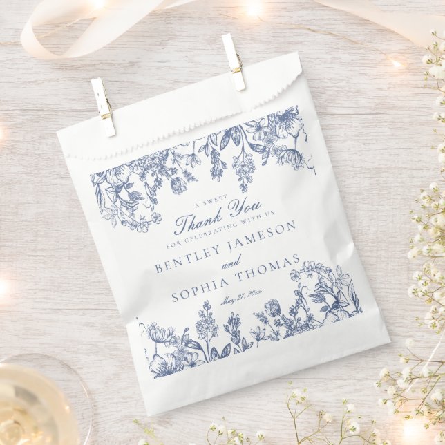 Blue Chinoiserie Blumendessert Geschenktütchen (Ausgeschnitten)