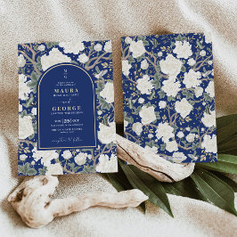 Blue Chinoiserie Blumengarten Hochzeit Einladung