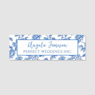 Blue Chinoiserie Blumenmarke Namensschild