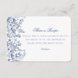 Blue Chinoiserie Blumenstrauß-Rohschinken Begleitkarte