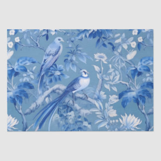 Blue Chinoiserie Blumenzellenpapier Seidenpapier