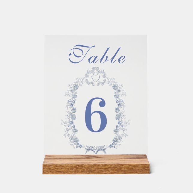 Blue Chinoiserie Botanische Hochzeit Acrylschild (Vorderseite)