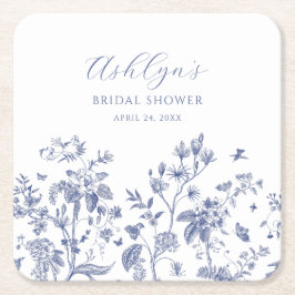 Blue Chinoiserie Brautparty Paper Untersetzer