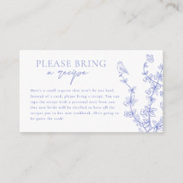 Blue Chinoiserie Brautparty Rezept Anfrage Begleitkarte