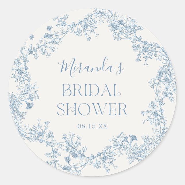 Blue Chinoiserie Brautparty Sticker (Vorderseite)
