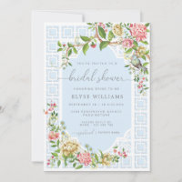 Blue Chinoiserie Bridal Dusche Einladung Trianon