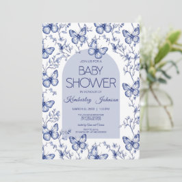 Blue Chinoiserie Butterfly Baby Dusche Einladung