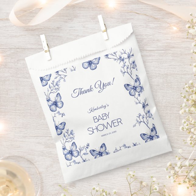 Blue Chinoiserie Butterfly Baby Dusche Geschenktütchen (Ausgeschnitten)