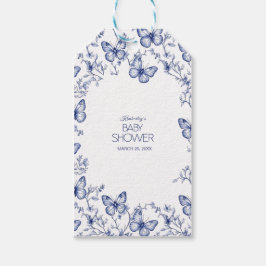 Blue Chinoiserie Butterfly Babydusche Geschenk Tag Geschenkanhänger
