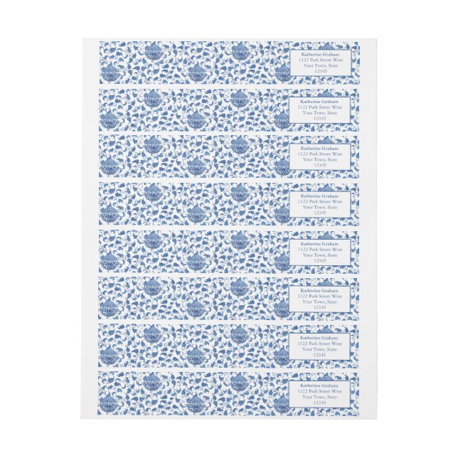 Blue Chinoiserie Chic Elegante Rücksendeadresse (Bogen)