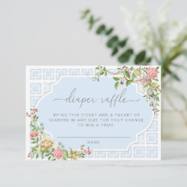Blue Chinoiserie Diaper Raffle Ticket - Tranon Begleitkarte