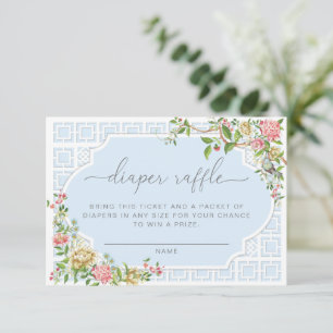 Blue Chinoiserie Diaper Raffle Ticket - Trianon Begleitkarte