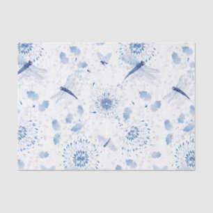 Blue Chinoiserie Draquelly Floral Seidenpapier