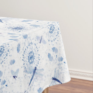 Blue Chinoiserie Draquelly Floral Tischdecke