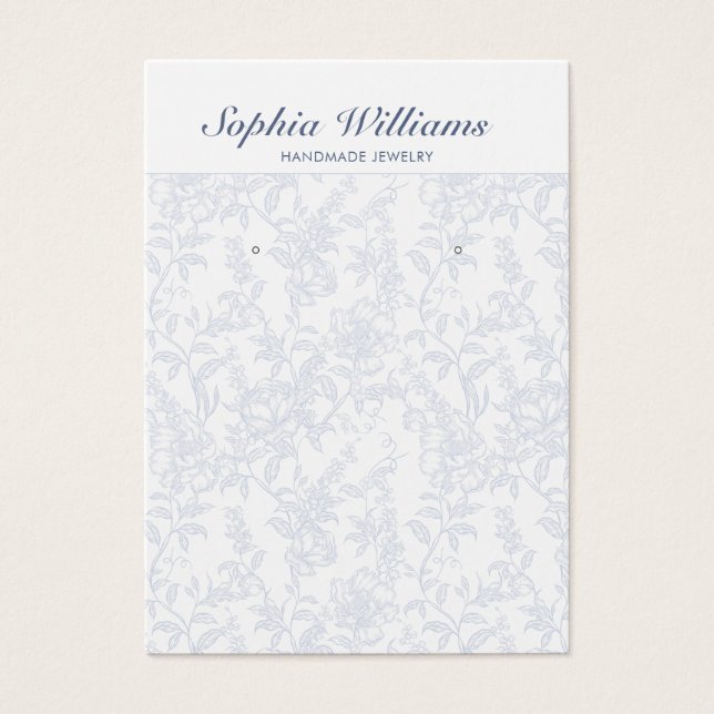 Blue Chinoiserie Floral Earring Display Card (Vorderseite)